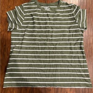 Time and Tru Green and White Striped Short Sleeve Tee
